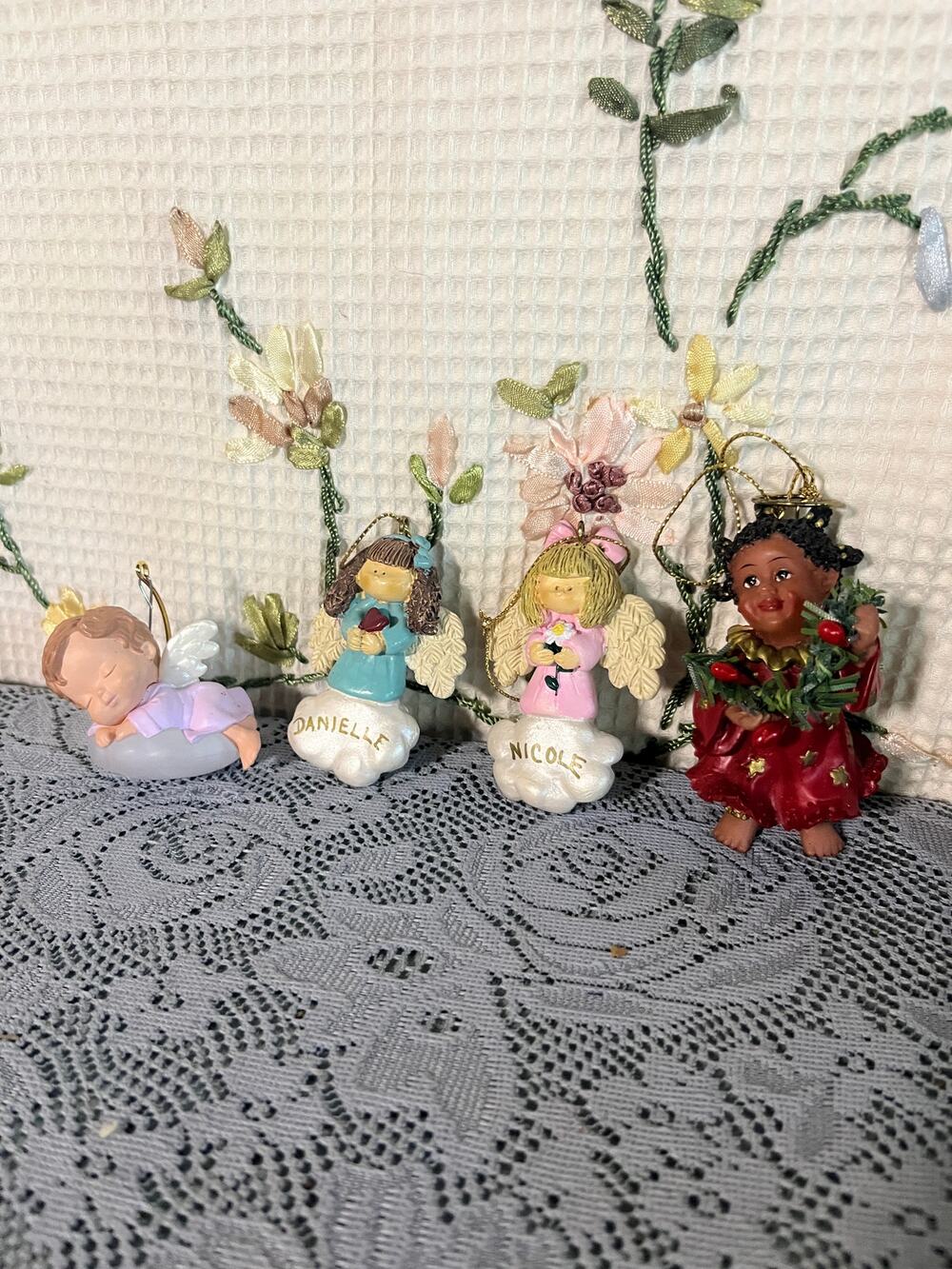 Angel Ornament Lot Personalized Nicole Danielle Cherub Resin Christmas Figurines